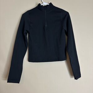NWT Women’s black top quarter zip long sleeve mock neck